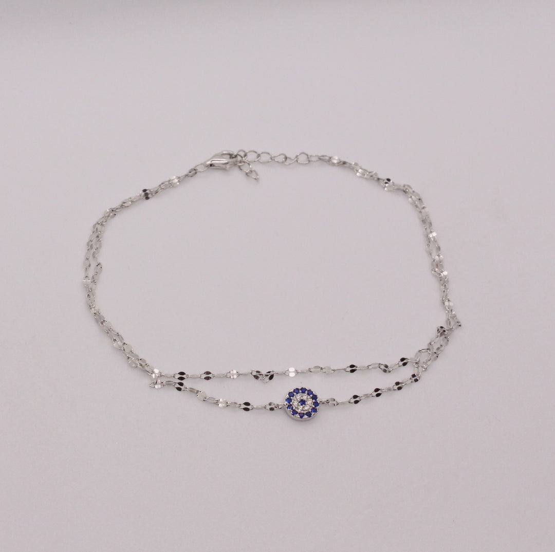 Silver Evil Eye Anklet