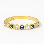 Load image into Gallery viewer, Alexandra Sterling Silver Evil Eye Banded Ring with Cubic Zirconia