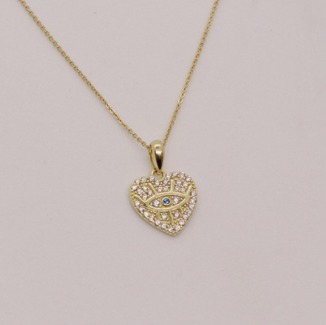 Cleo Heart-Shaped Evil Eye Necklace