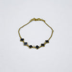 Load image into Gallery viewer, Black Agate Clover Bracelet