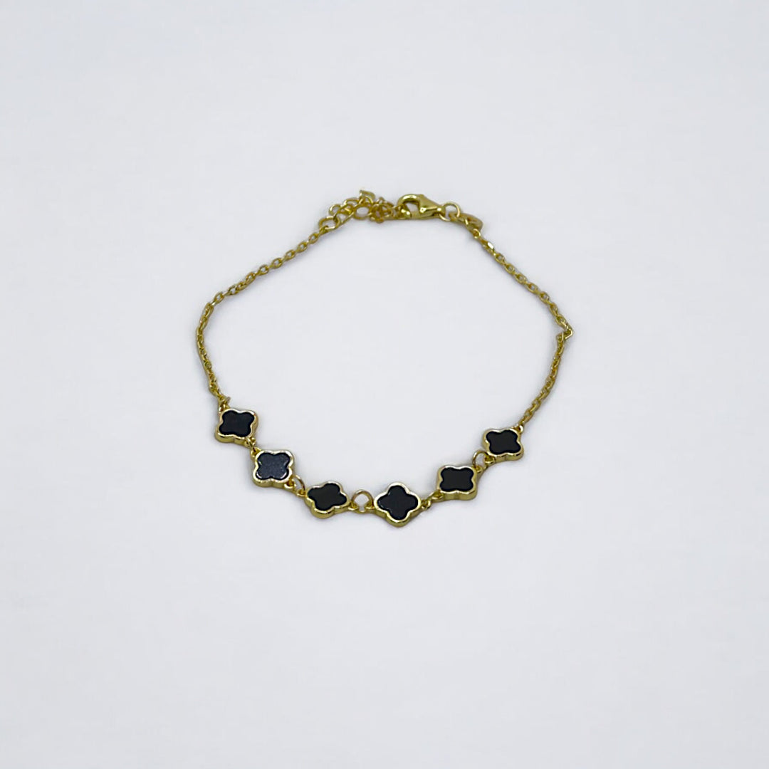 Black Agate Clover Bracelet