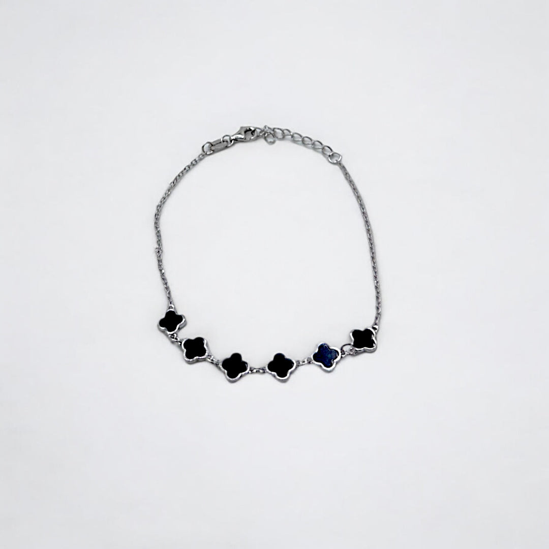 Black Agate Clover Bracelet