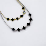 Load image into Gallery viewer, Black Agate Clover Bracelet