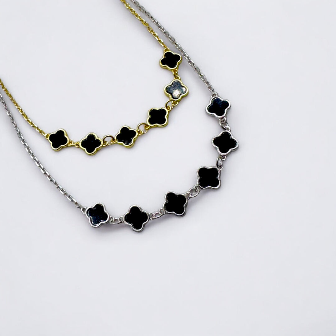 Black Agate Clover Bracelet