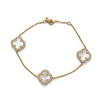 Load image into Gallery viewer, Gold Pearl Clover Bracelet