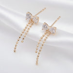 Load image into Gallery viewer, Sparkly Tassel Ribbon Gold Stud