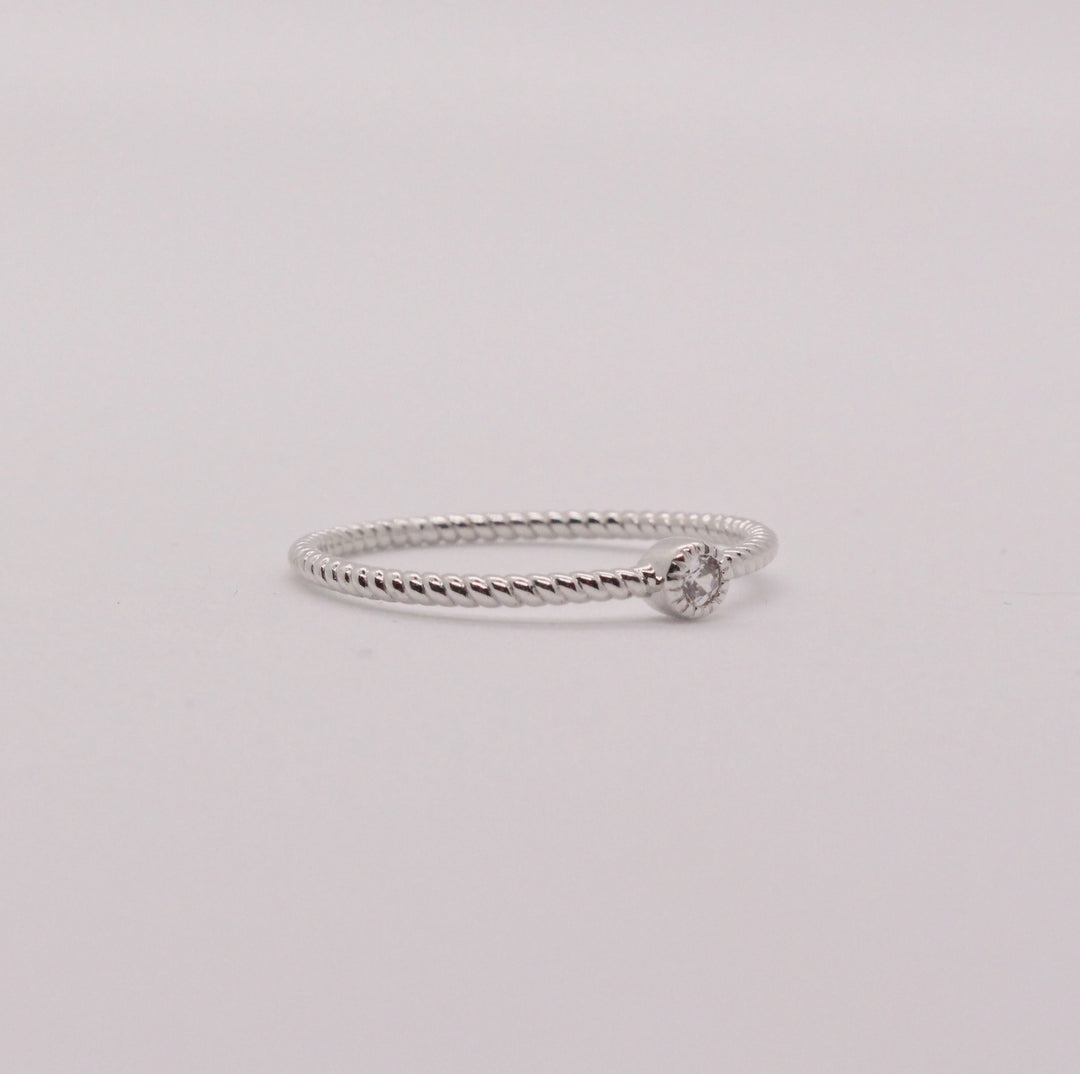 Silver Crystal Rope Ring