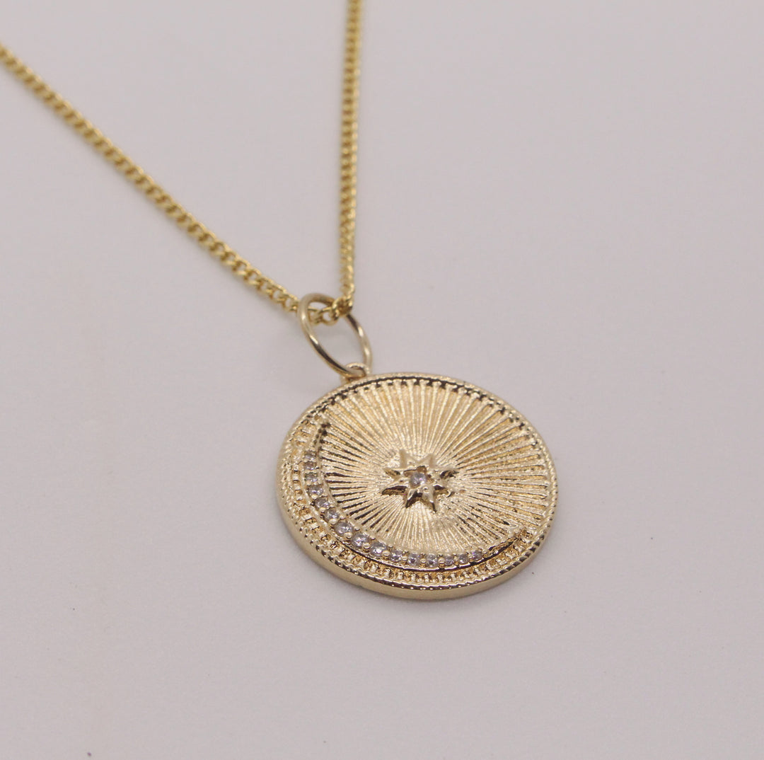 Star and Moon Medallion Necklace