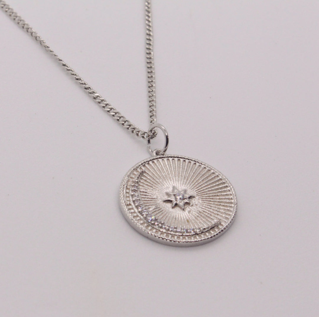 Star and Moon Medallion Necklace