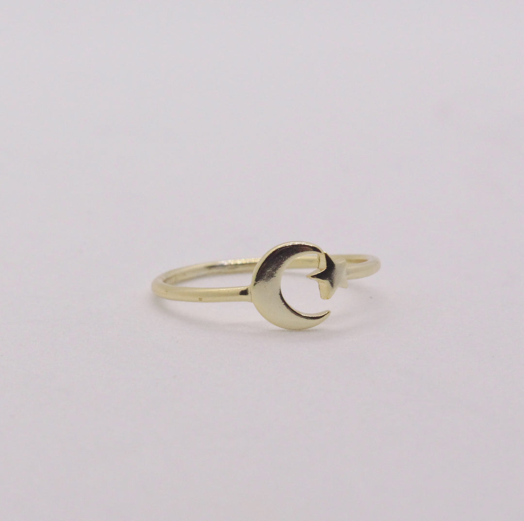 Star & Moon Gold-Plated Ring