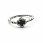 Load image into Gallery viewer, Agatha Black Agate Clover Ring