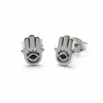 Load image into Gallery viewer, Silver Hand of Hamsa Studs