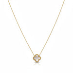 Load image into Gallery viewer, Gold Mother of Pearl Clover Necklace