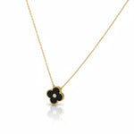 Load image into Gallery viewer, Gold Black Onyx Clover Necklace