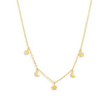 Load image into Gallery viewer, Star and Moon Dangly Gold Necklace
