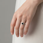 Load image into Gallery viewer, Agatha Black Agate Clover Ring