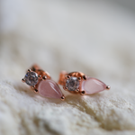 Load image into Gallery viewer, Rose Gold Rose Quartz Studs
