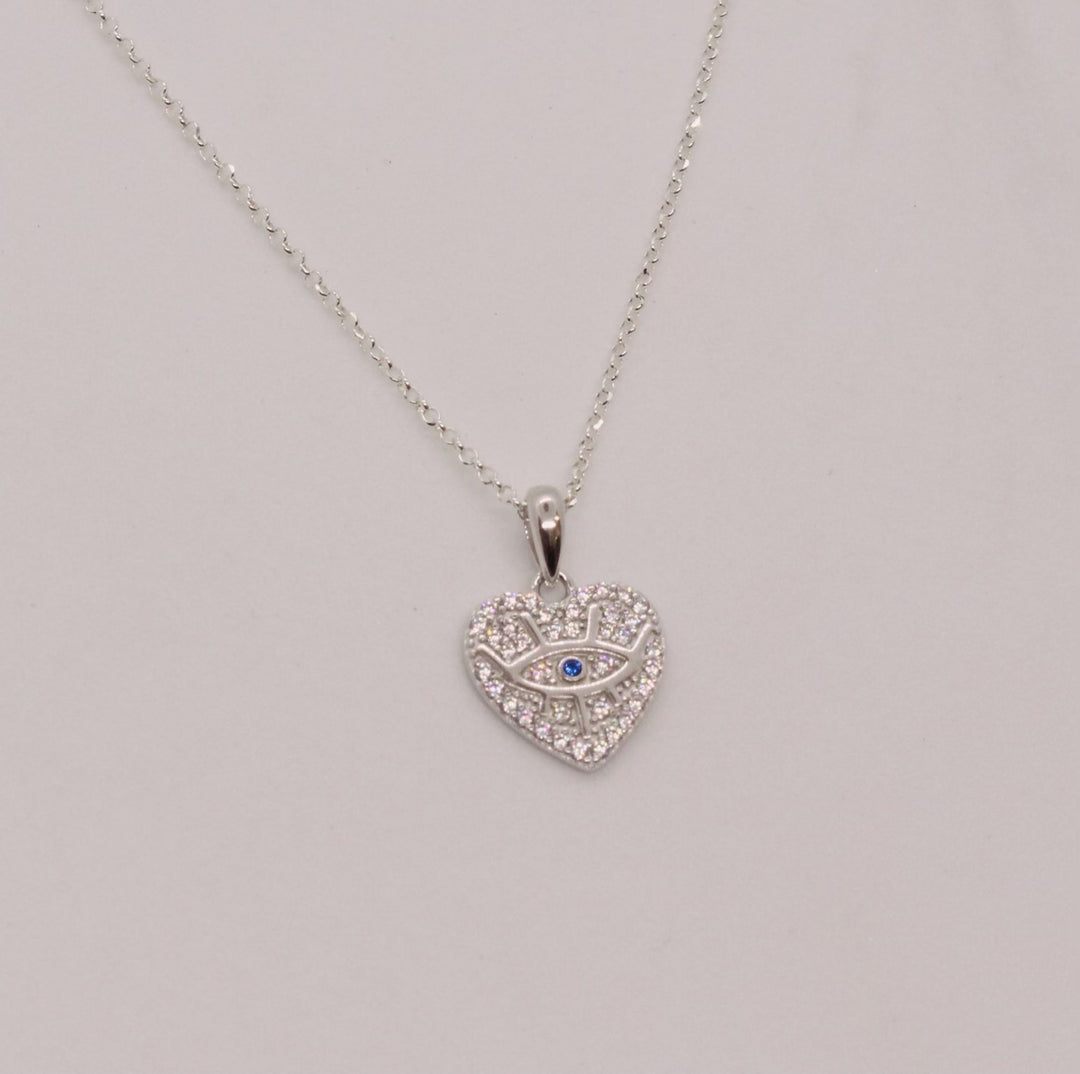 Cleo Heart-Shaped Evil Eye Necklace