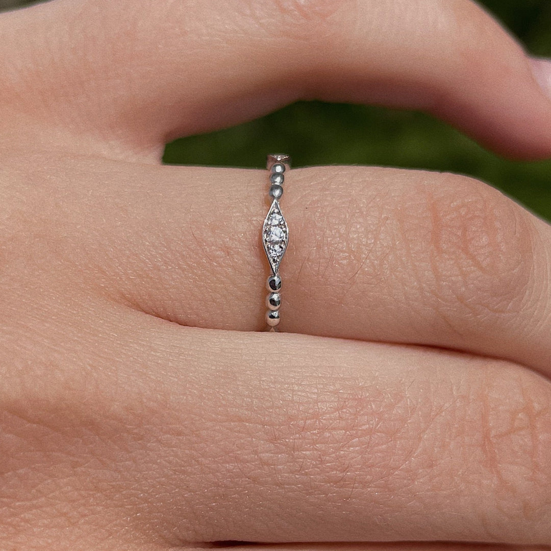 CZ Silver Evil Eye Ring