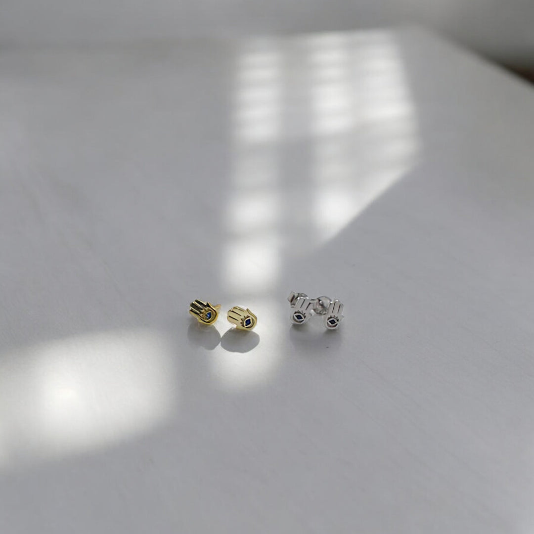 Silver Hand of Hamsa Studs