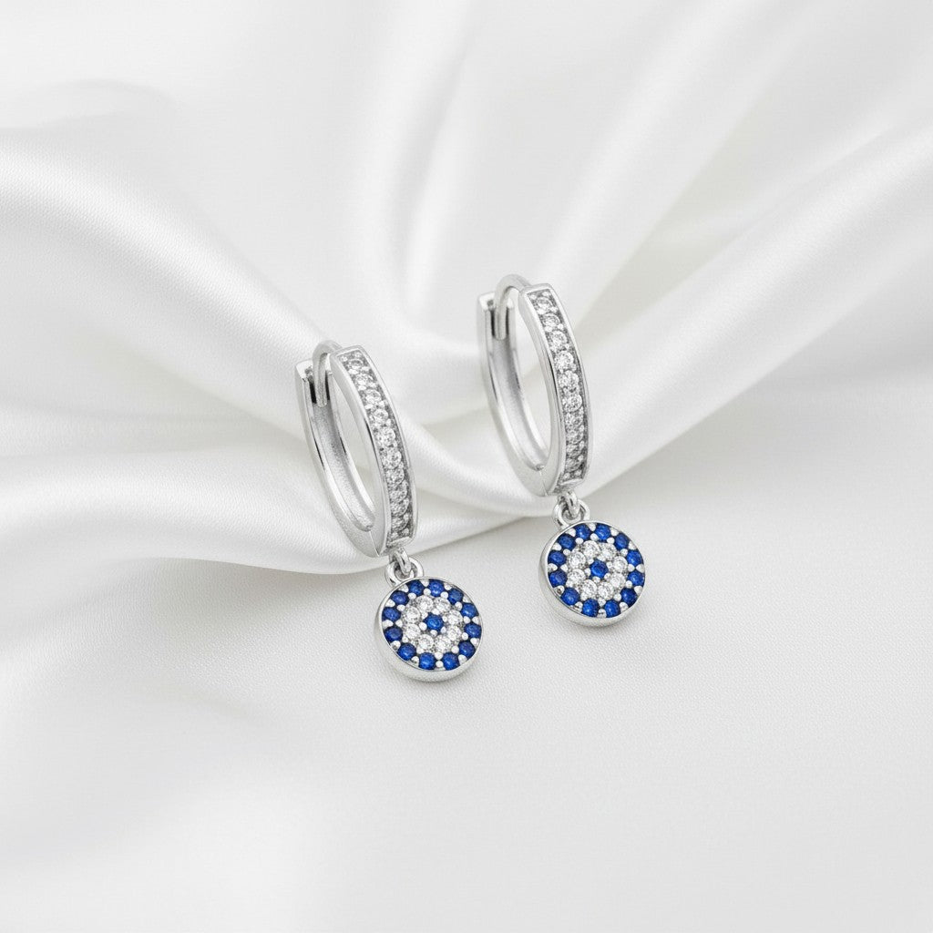 Round Evil Eye Huggie Earrings