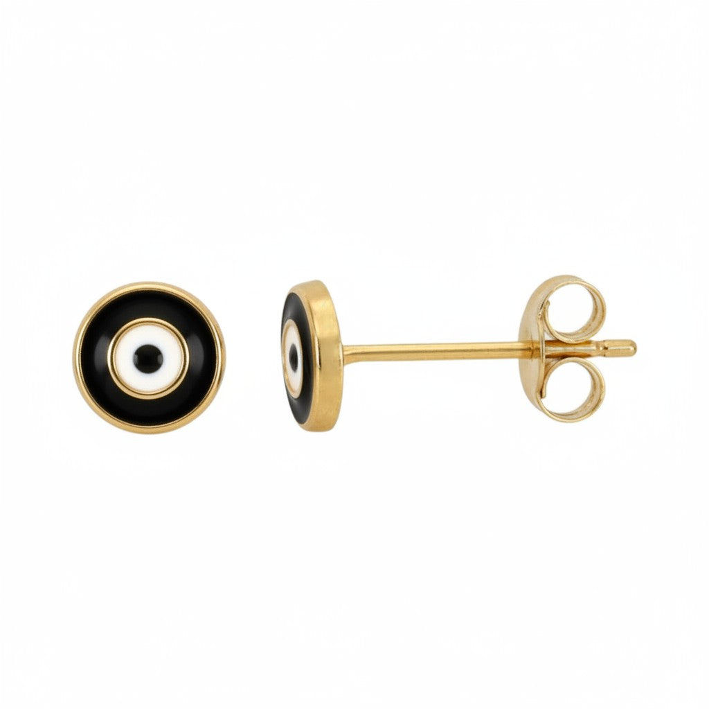 Enamel Evil Eye Gold Stud