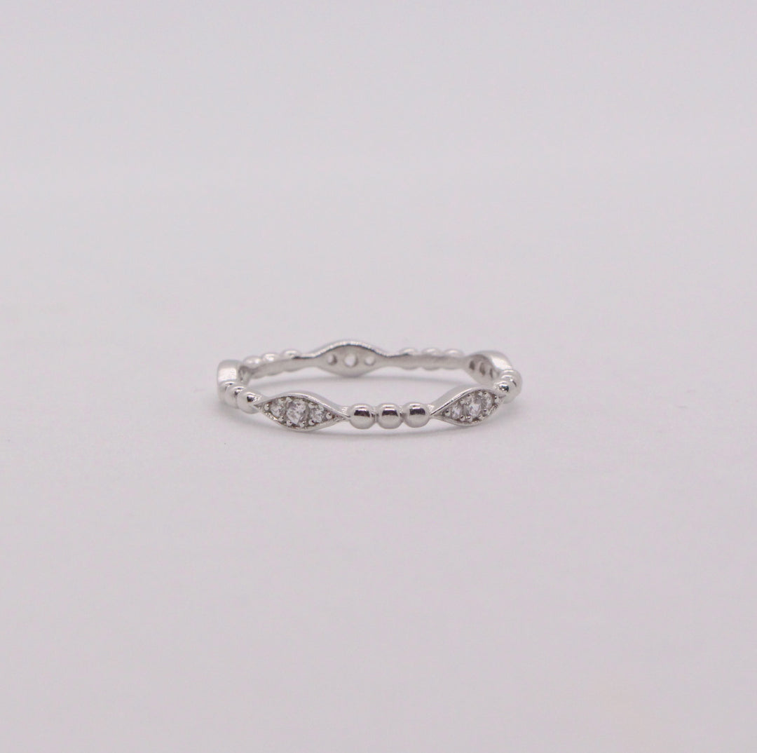 CZ Silver Evil Eye Ring