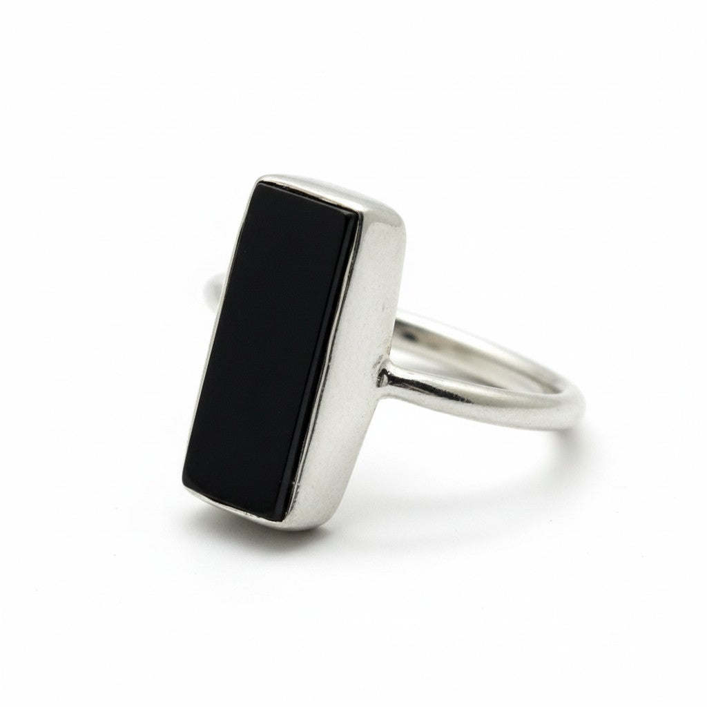 Silver Black Tourmaline Ring