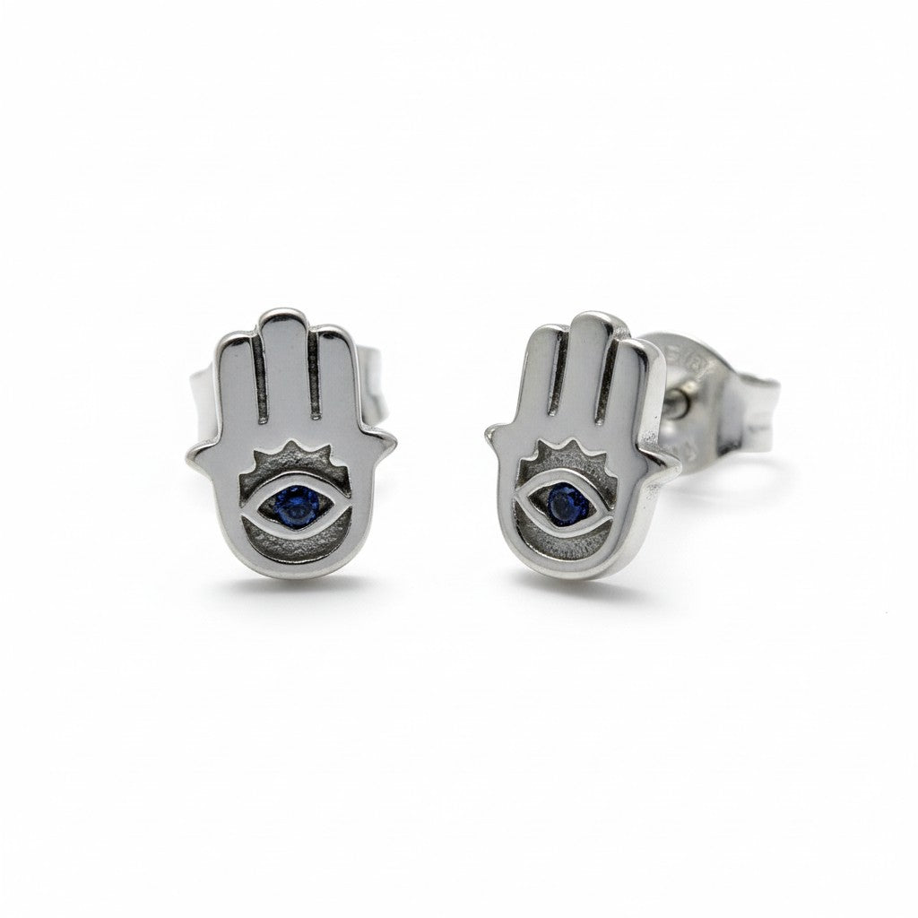 Silver Hand of Hamsa Studs