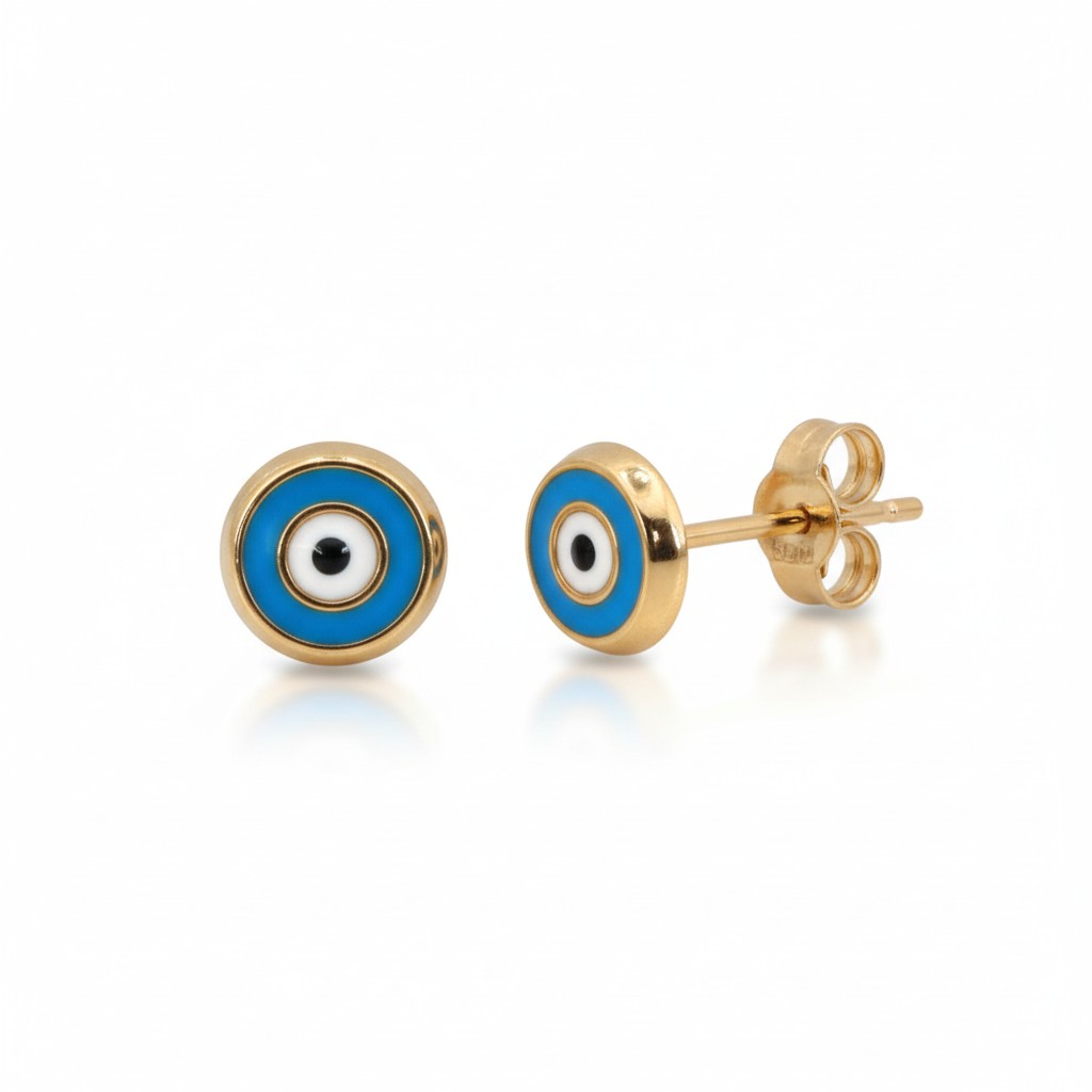 Enamel Evil Eye Gold Stud