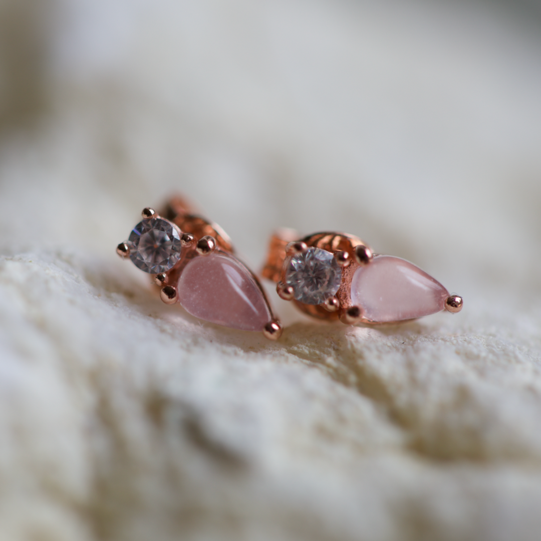 Rose Gold Rose Quartz Studs